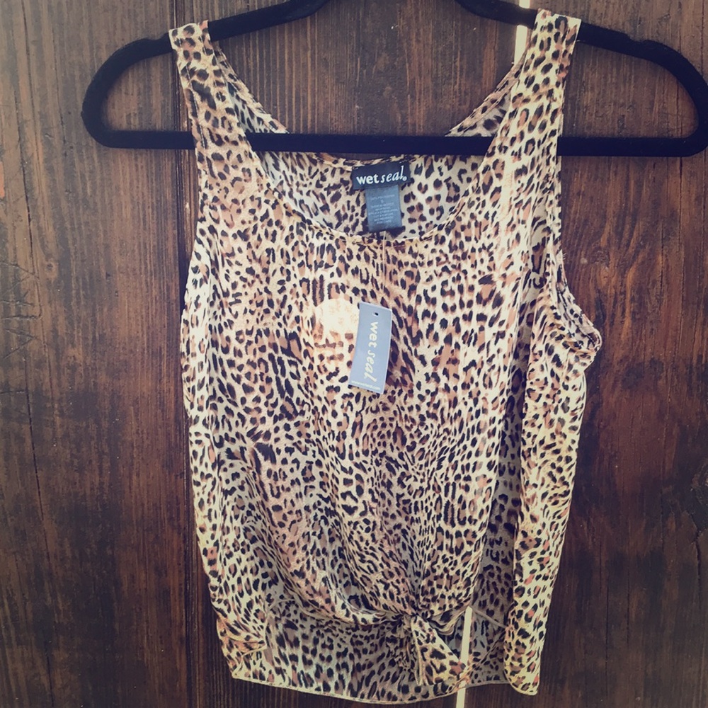 Brand new cheetah sheer polyester small top